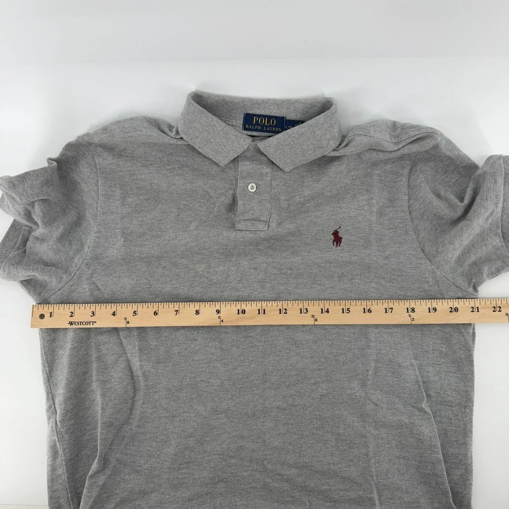 Polo Ralph Lauren Polo Shirt Mens Large Gray Custom Fit Short Sleeve Mesh Cotton